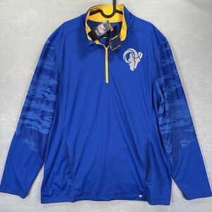 NWT Fanatics‎ Men’s Large Los Angeles Rams Royal Ringer Quarter-Zip Jacket New